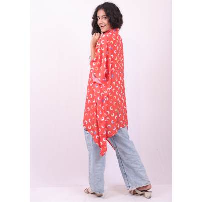 Collared Neck Printed Kaftan Top