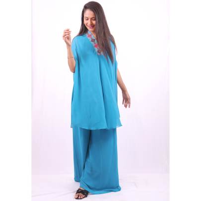 Georgette Embroidery Kaftan Set with Pants