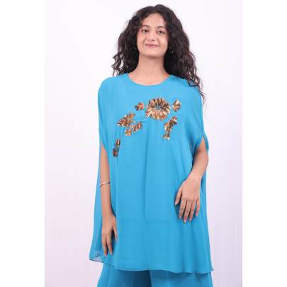 Georgette Handwork Designer Kaftan with Pant
