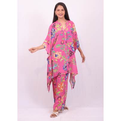 Pink Floral Kaftan Pant Co-ord Set