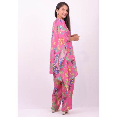 Pink Floral Kaftan Pant Co-ord Set