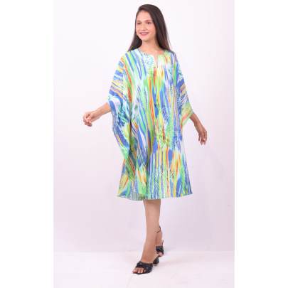 Printed Short Kaftan Beach Cover-Up