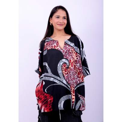Abstract Print Short Kaftan Tunic