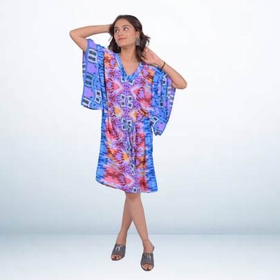 Allover Printed Short Tunic Kaftan