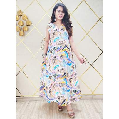 Animal   Floral Printed Sleeveless Dress