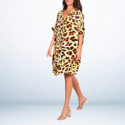 Animal Print Kaftan  Yellow