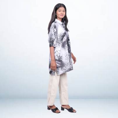 Animal Print Oversized Shirt Kaftan for Women