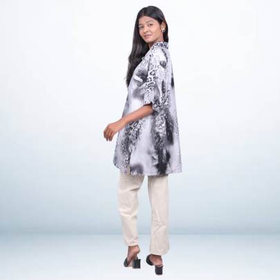 Animal Print Oversized Shirt Kaftan for Women