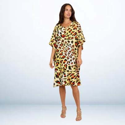 Animal print short kaftan Cover up