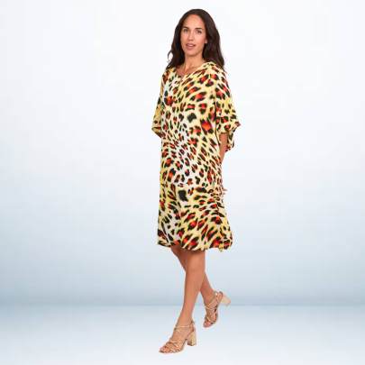 Animal print short kaftan Cover up