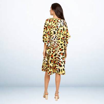Animal print short kaftan Cover up
