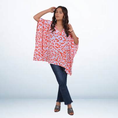 Animal Printed Short Tunic Kaftan