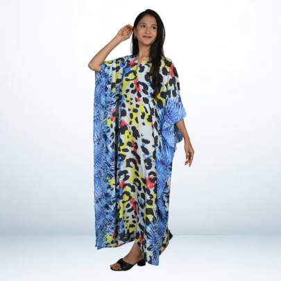 Animal Skin Printed Long Kaftan Caftan
