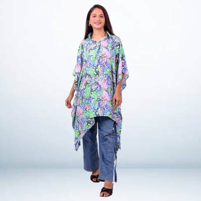 Animal Skin Printed Short Kaftan