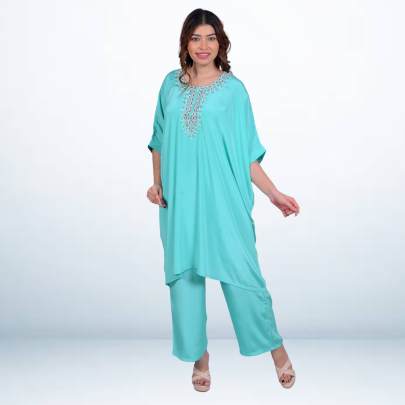 Aqua Mist Kaftan Pant Set 