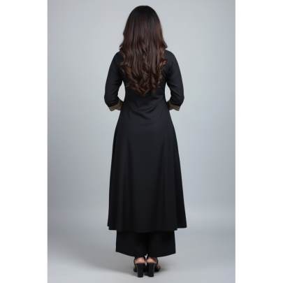 Black Anarkali Kurti Pant Set for Women | Elegant Flared Kurti Set