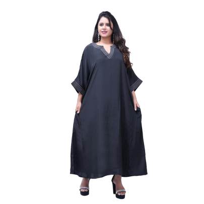 Black Long Kaftan with Pockets