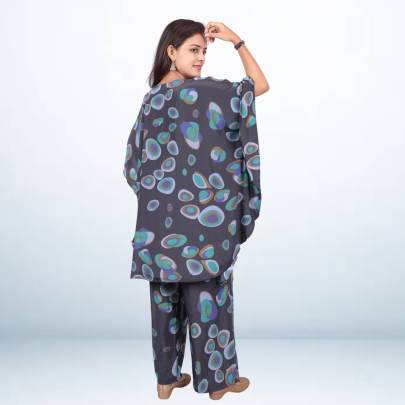 Black Polka Dot Kaftan Pant Cord set