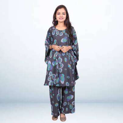 Black Polka Dot Kaftan Pant Cord set