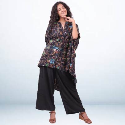 Black Printed Kaftan Coord Set