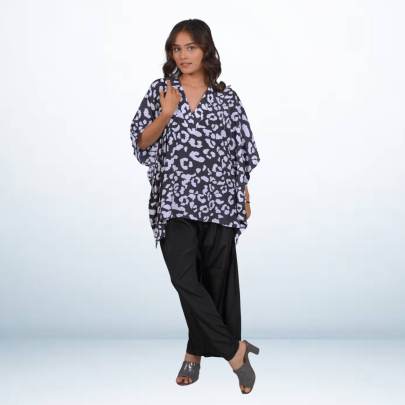 Black & White Animal Skin Printed Tunic Kaftan
