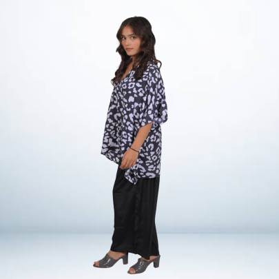 Black & White Animal Skin Printed Tunic Kaftan
