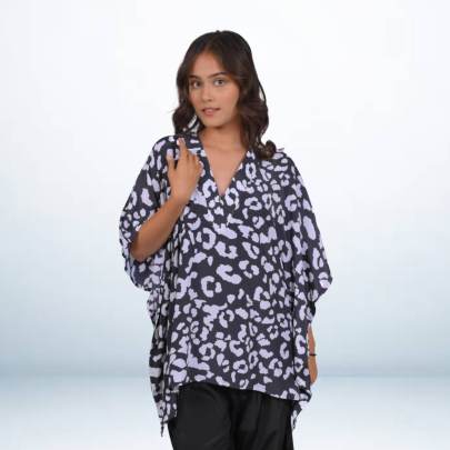 Black & White Animal Skin Printed Tunic Kaftan