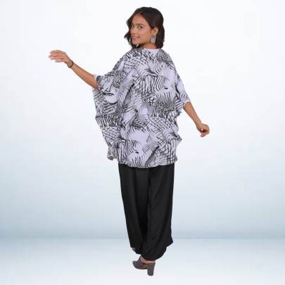 Black & White Printed Short Tunic Kaftan