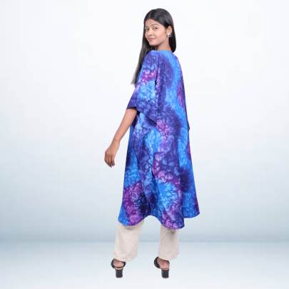Blue Abstract Printed Short Kaftan