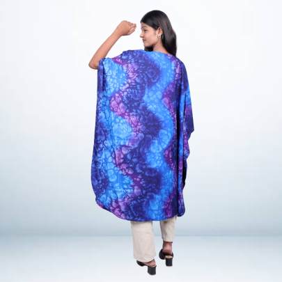 Blue Abstract Printed Short Kaftan