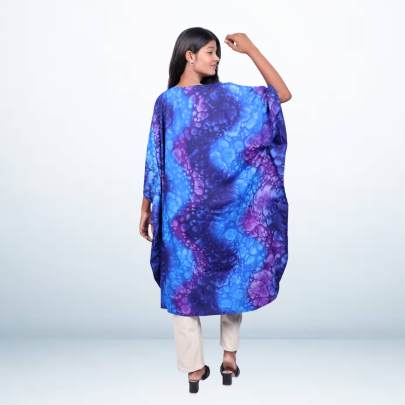 Blue Abstract Printed Short Kaftan