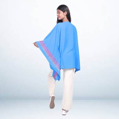 Blue Embroidered Short Kaftan for Women