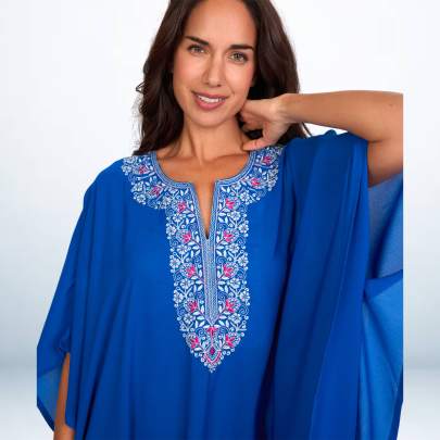 Blue Embroidery Kaftan