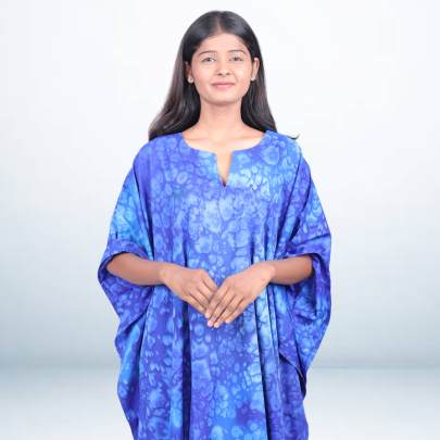 Blue Hand Tie-Dye Short Kaftan Cover-Up