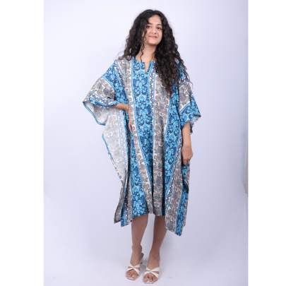 Blue Mosaic Print Kaftan 