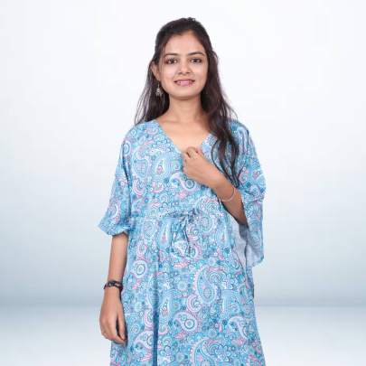 Blue Printed Kaftan Pant Co-ord Set