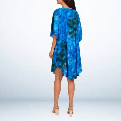 Blue Tie Dye Printed Short Kaftan