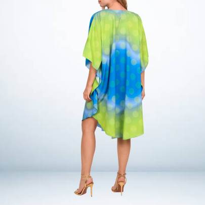 Blue Yellow Polka Dot print kaftan tunic