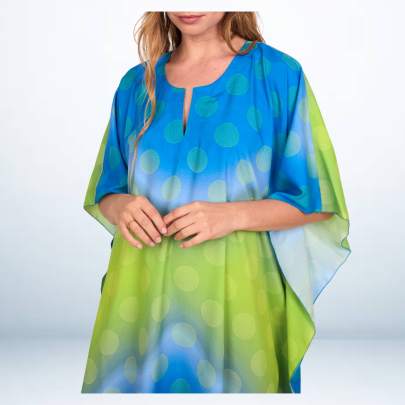 Blue Yellow Polka Dot print kaftan tunic