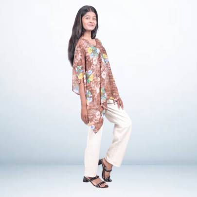 Brown Floral Kaftan Cover-Up