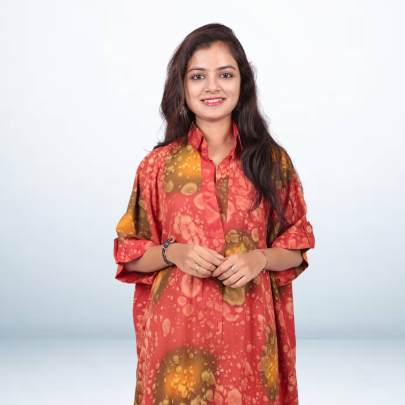 Brown Rain Drop Printed Long Kaftan Dress