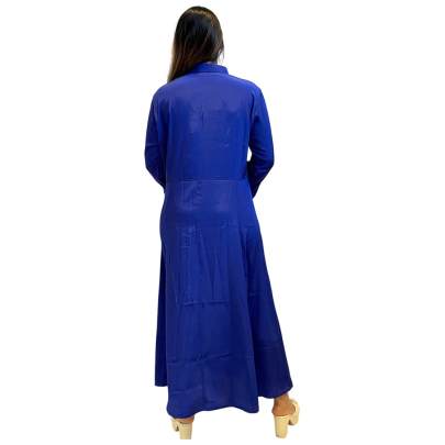 Button Down Collar Neck Long Dress