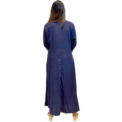 Button Down Collar Neck Long Dress