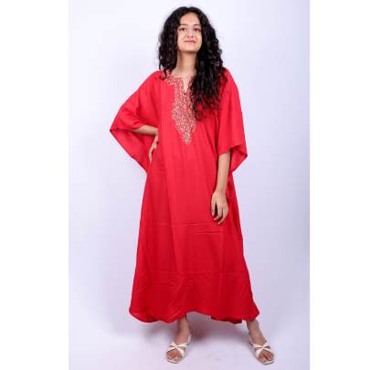 Carmine Shine Embroidered Kaftan 