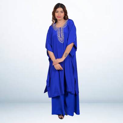 Cobalt Embellished Kaftan Pant Set 