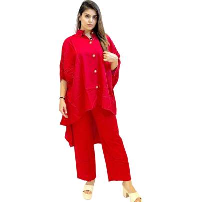 Collar Neck Button Down Kaftan Pant Set