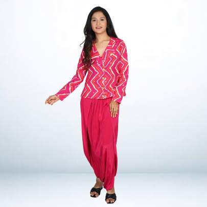 Cotton Blazer Style Top Dhoti Skirt