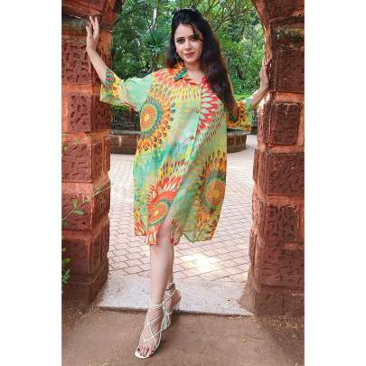 Cotton Printed Oversized Shirt
