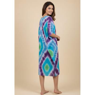 Cotton Tie-Dye Printed Long Kaftan – Free Size