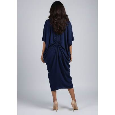 Crepe Silk Gathered Kaftan Dress for Women